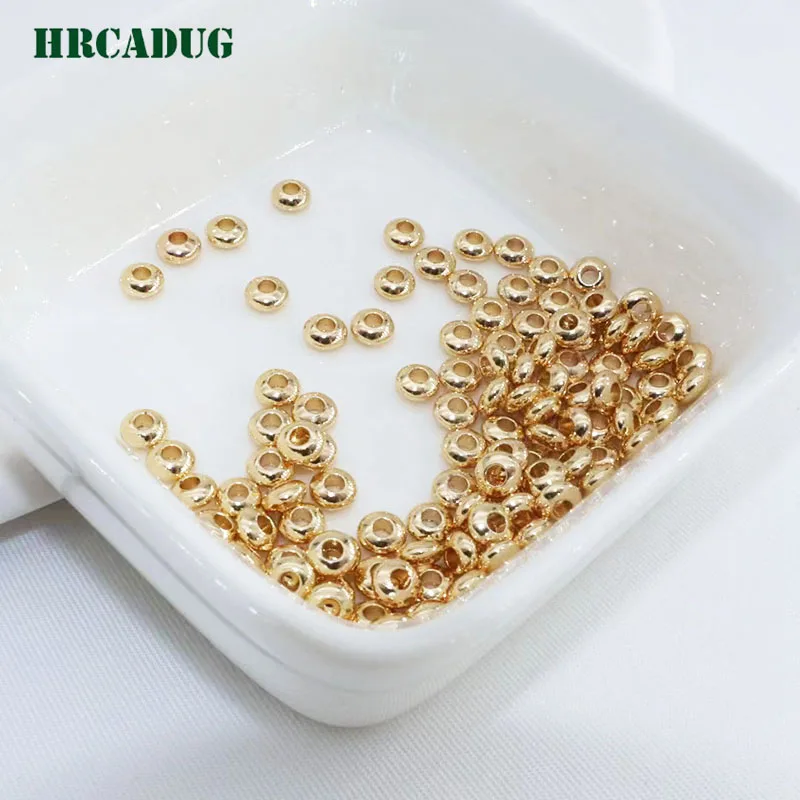 Wholesale 4/5/6mm Jewelry Making Beads 18K Gold Plated Flat Spacer Beads To Bracelet Jewelry Making Diy Accessories Loose Bead