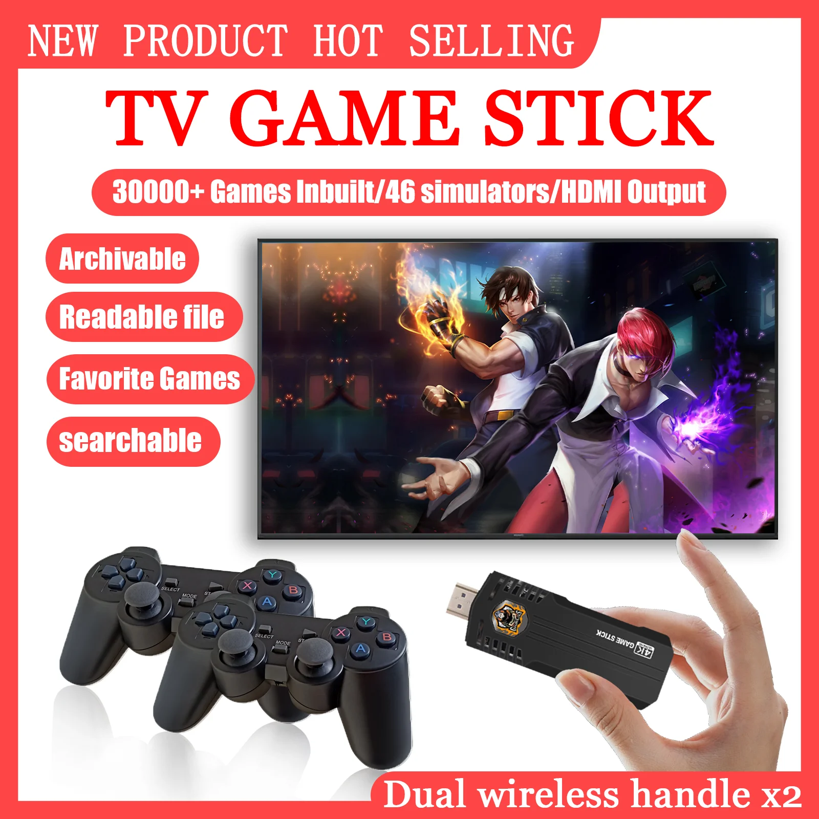 Фото Ретро-игровая консоль X8 PRO 4K HDMI TV Stick 64G с 30000+ классическими играми, четырехъядерный процессор 905, беспроводные и проводные геймпады 5V 1A №4