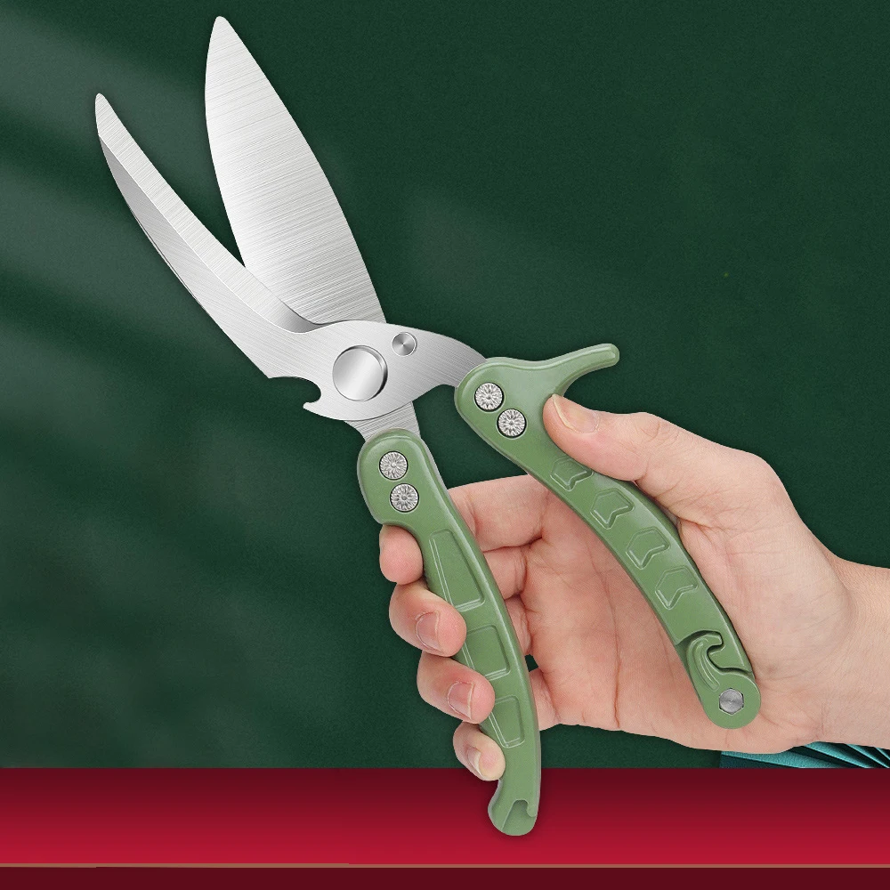 

Kitchen Scissors Stainless Sharp Shears Camping Cutter Chicken Bone Scissors Picnic Cutlery Pro BBQ Tools with Safety Lock