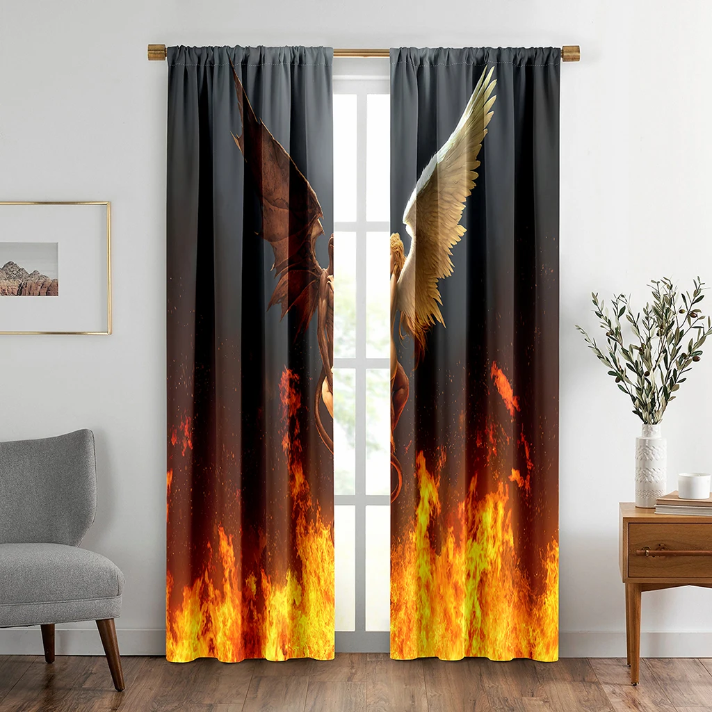 

3D занавески с изображением Иисуса для гостиной, кабинета, декоративные занавески для спальни, штанга, оконные занавески, домашний декор, 2 шт...