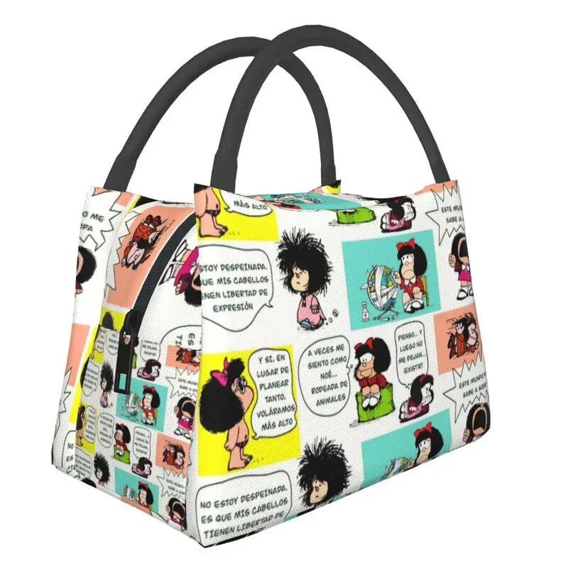 

Mafalda Thermal Insulated Lunch Bags Women Argentine Cartoon Quino Comics Resuable Lunch Container for Picnic Meal Food Box