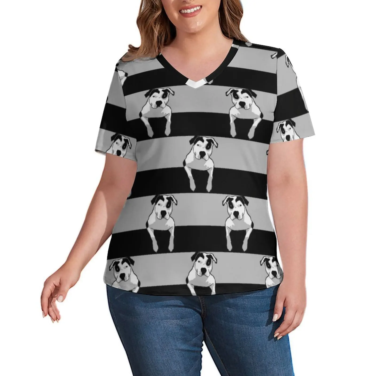 

Женская футболка с коротким рукавом и V-образным вырезом