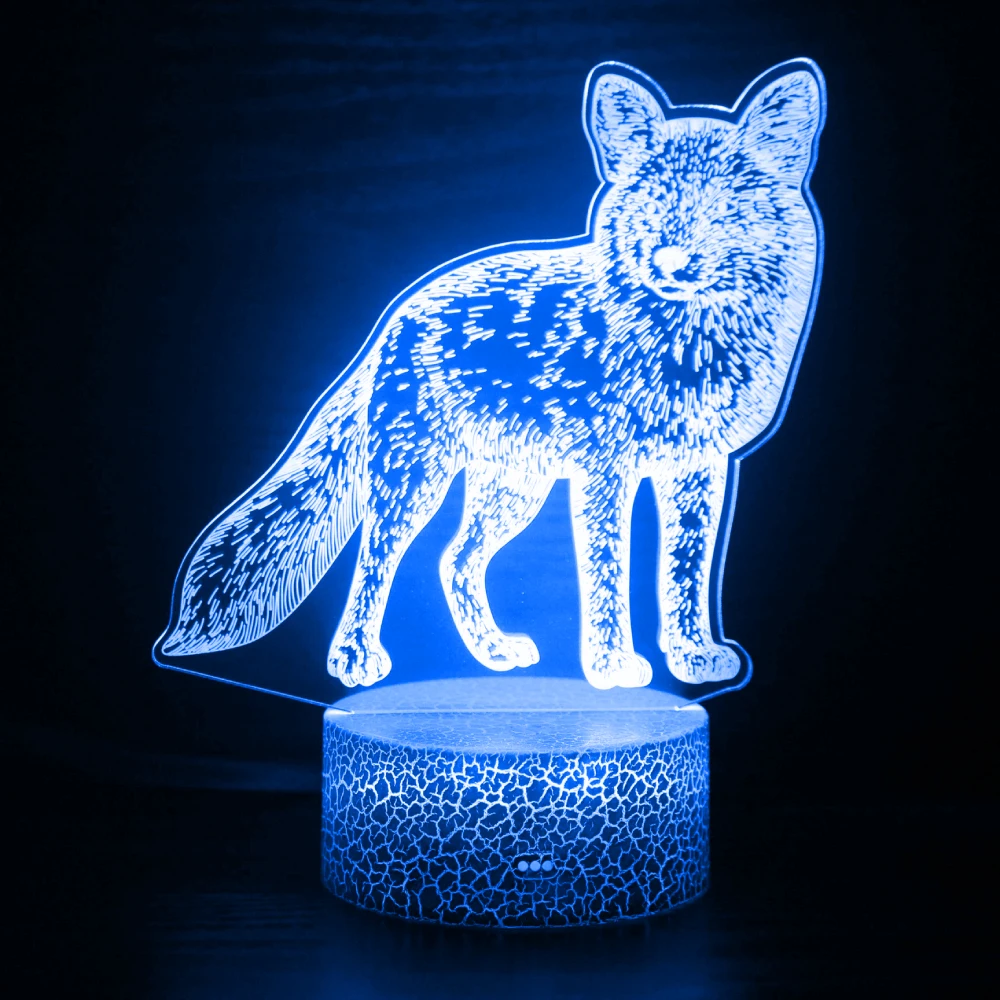 Ночник в виде животного волка для детей 3D иллюзия ночная лампа изменение цвета