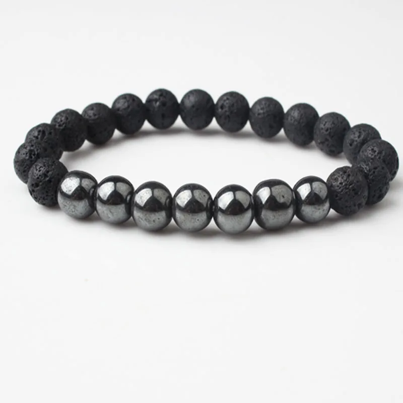 

Natural Bracelet 8mm Volcanic Black Gallstone Stone Beads Bracelet Bangle For Diy Jewelry Women And Men Amulet Accessories