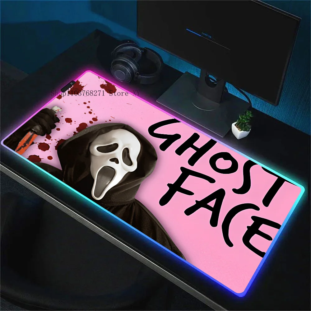 G-Ghostface H-Horror S-Scream Art Коврик для мыши XXL RGB Коврики игровой HD Черные аксессуары