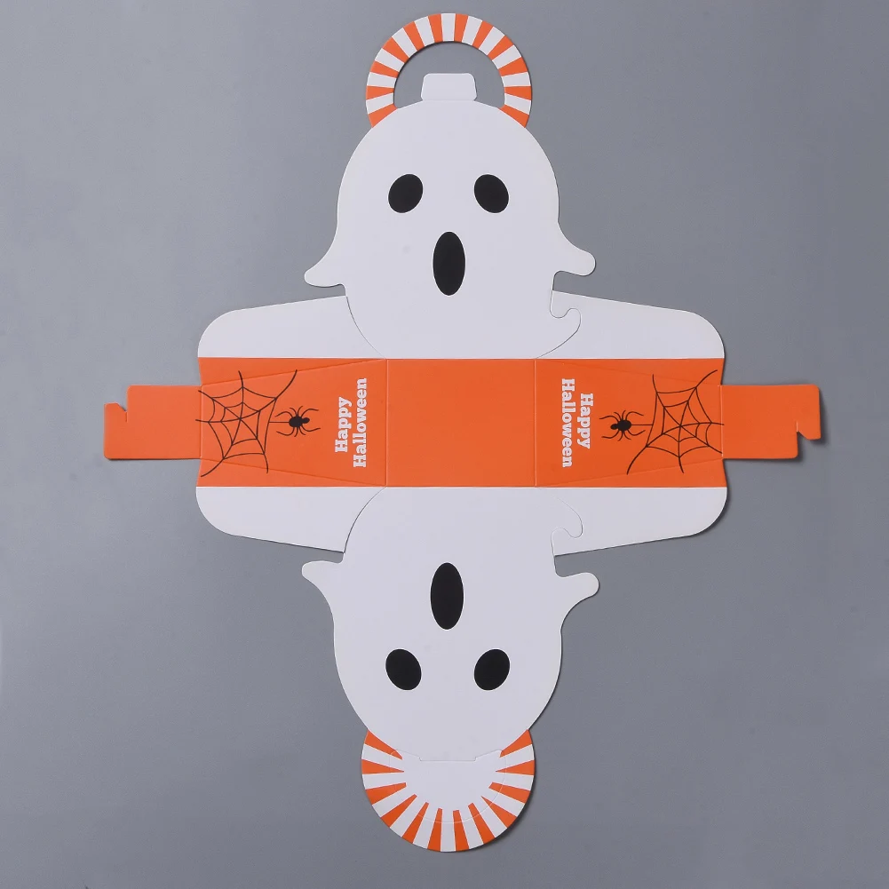 20pcs Halloween Party Favor Treat Box Ghost Pumpkin Shape Fold Over Gift Candy Packing Box for DIY Halloween Decor Party Supply