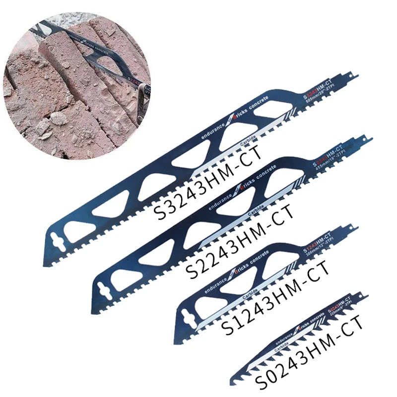 

225-505mm Reciprocating Saw Blade For Cutting Concrete Red Brick Stone Masonry Saber Carbide Saw Blade S3243HM/S2243HM/S1243HM