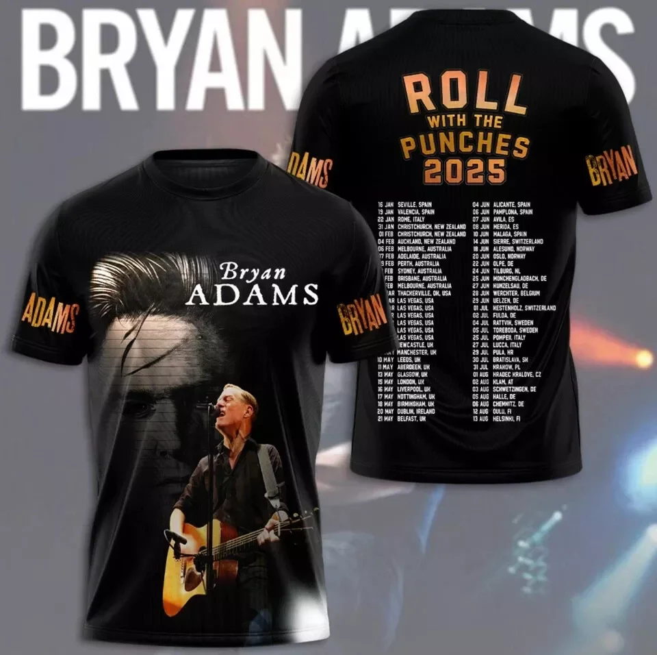 Фото Классические футболки Bryan Adams Rock с 3D принтом, уличная одежда унисекс, летние мужские и женские трендовые футболки в стиле хип-хоп с короткими рукавами, большие топы Y2k №4