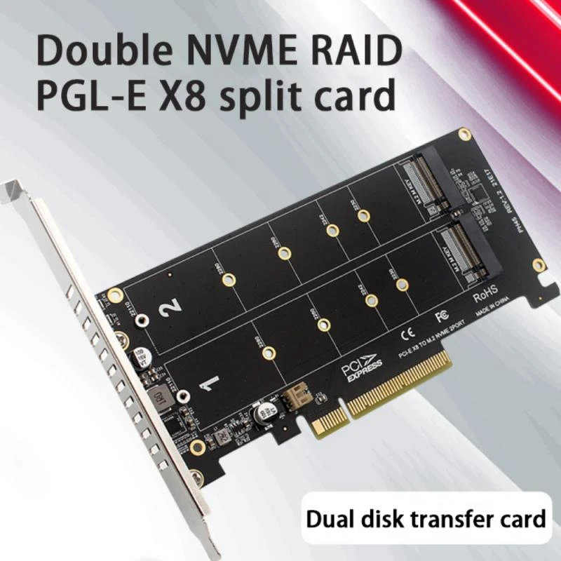 PCI-EX8 Dual-Disk NVME M.2 MKEY SSD RAID Array Expansion PCI-E разделенная карта для ускорения | Компьютеры и