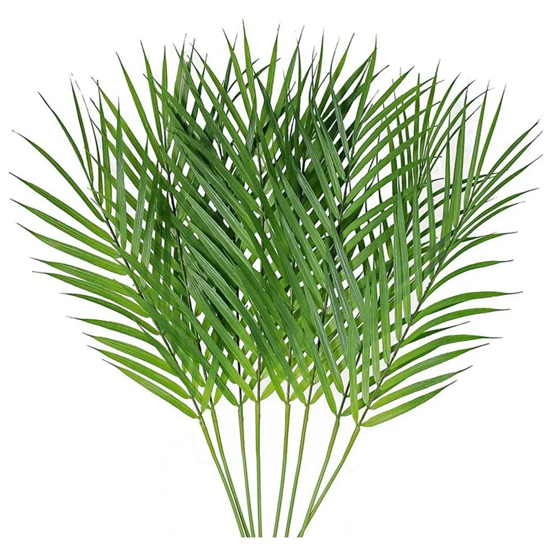 

12 Pcs Artificial Palm Leaves Tropical Plants Palm Fronds Faux Palm Leaves with Stem Fake Large Palm Leaves Decorations