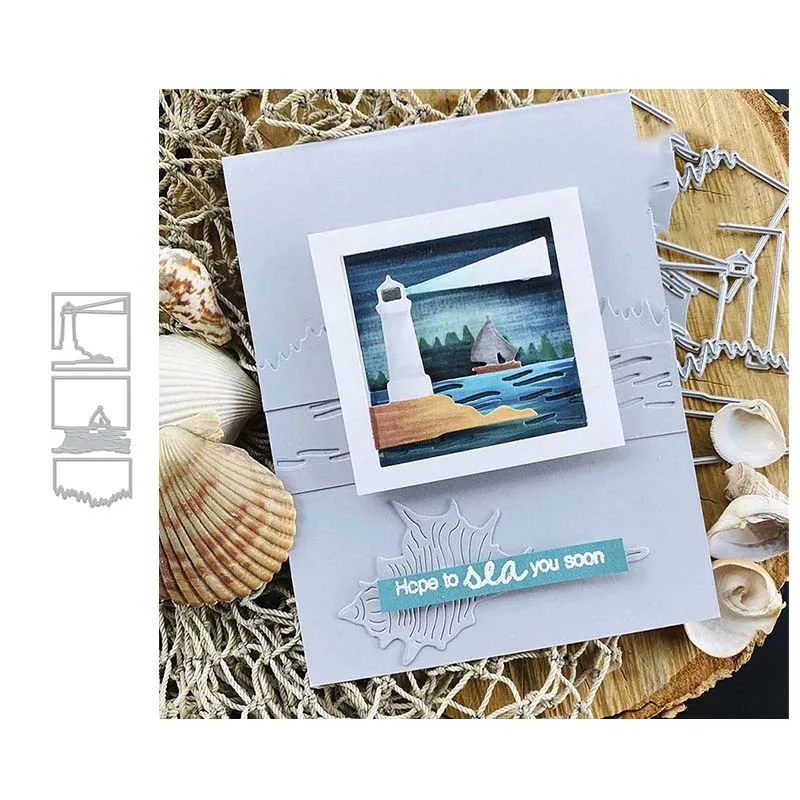 

Lighthouse Frame Border Metal Cutting Dies Craft for Scrapbooking Handmade Knife Mould Blade Punch Stencil Dies Cut Model Decor