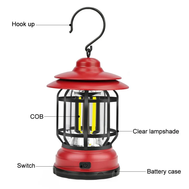 

Camping Lantern Barn Lantern Tent Portable Household Outdoor Multi-Function Camping Strong Light Lighting Retro Iron Art Small L