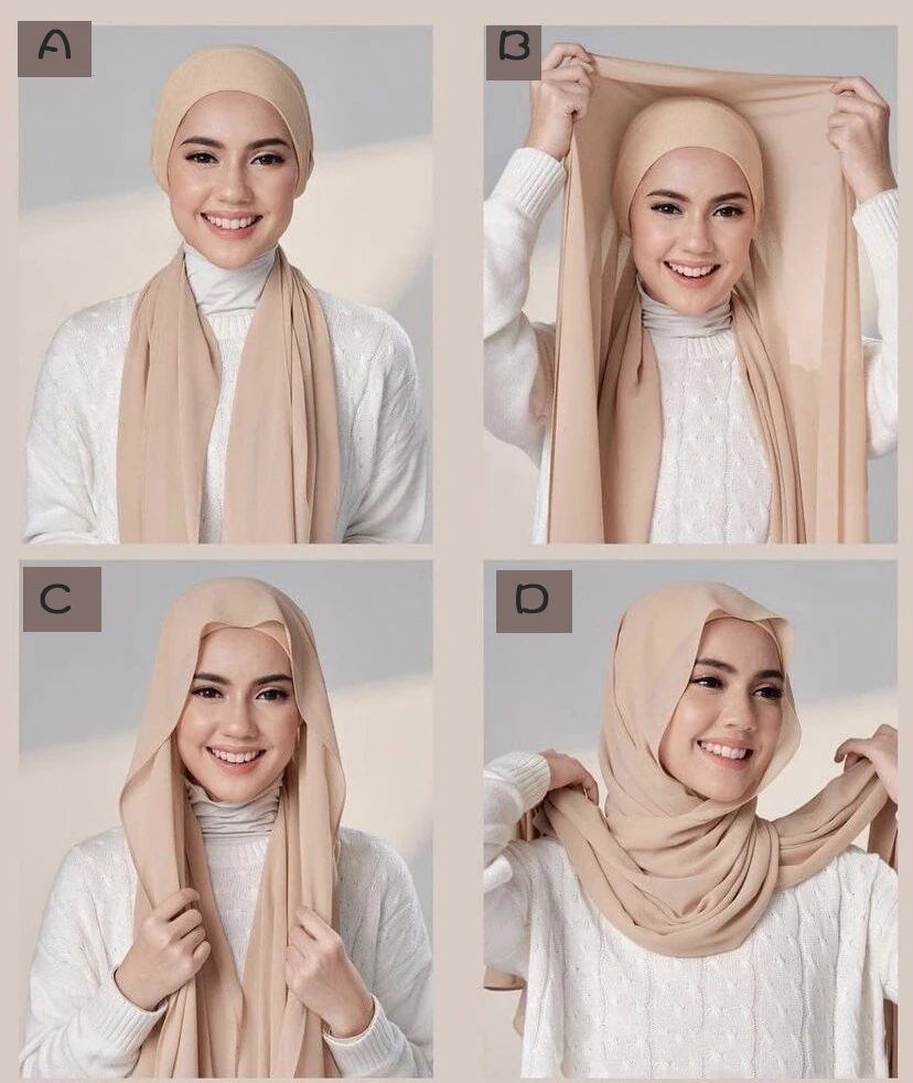 Newest Premium Chiffon Shawl Patchwork Jersey Tube Cap Set Women's Instant Headwrap Muslim Hijabs Scarvf With Inner Bonnet