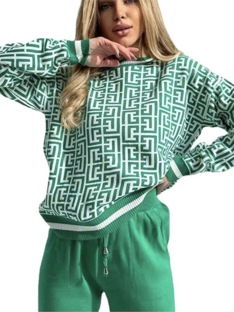 

African Clothes Women 2 Piece Set Knitted Sweater Africa Clothing Outfits Autumn New Print Fashion Casual African Clothing Sets