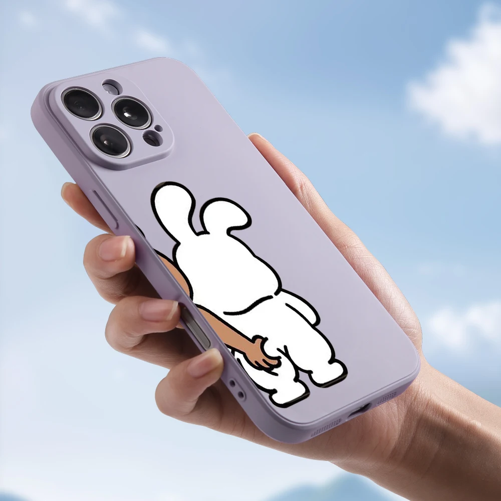 Милый чехол с мультяшным кроликом для iPhone 16E 16 15 14 13 12 11 Pro Max Xr X XS 7 8 Plus Silione Забавные