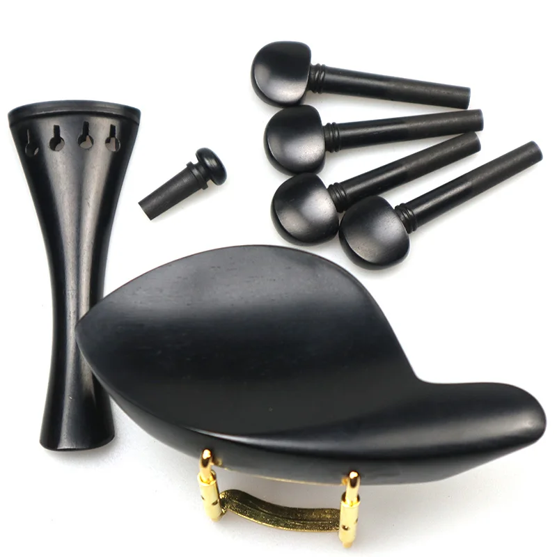 1 set of Ebony Wood Violin Parts Fittings,4/4 Size Violin Accessories Tailpiece Pegs  Endpin Chinrest With Clamp Bracket