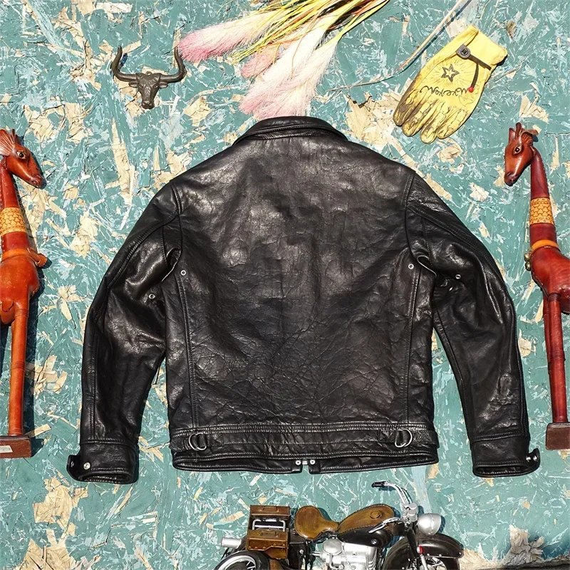 Кожаная куртка из конской кожи с тупой бритвой и масляным воском мужская тонкая