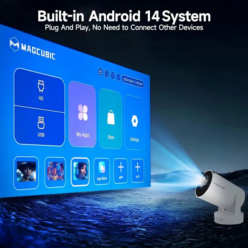 Фото Проектор Magcubic HY300Pro+ с голосовым управлением, AirMouse, 8K, Android 14, 8000 люмен, Wi-Fi 6, BT5.4, для кинотеатров и улицы №5