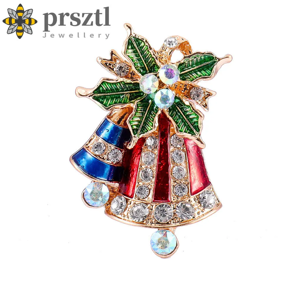 

Prsztl New Personalized Atmosphere Diamond Inlaid Christmas Bell Brooch Holiday Gift Accessories Corsage Brooches for Women