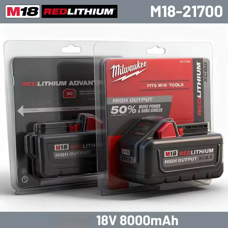 Фото Аккумулятор 21700 18В XC8.0Ач M18 Milwaukee, совместимый с инструментами Milwaukee 48-11-2830 0730-20, высокопроизводительный блок питания №1