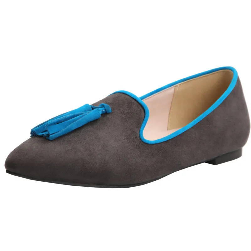 Женские лоферы без застежек повседневные туфли на плоской подошве с острым