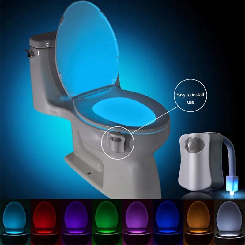 PIR Motion Sensor Toilet Seat Night Light 16Colors Waterproof Backlight For Toilet Bowl LED Luminaria Lamp WC Toilet Light