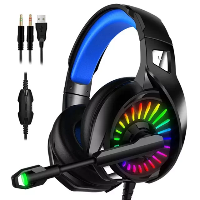 

Headphones 7.1 Virtual Wired Headset 4D Stereo RGB Light Game Earphones with Microphone for Xbox One Computer PS4 Gamer