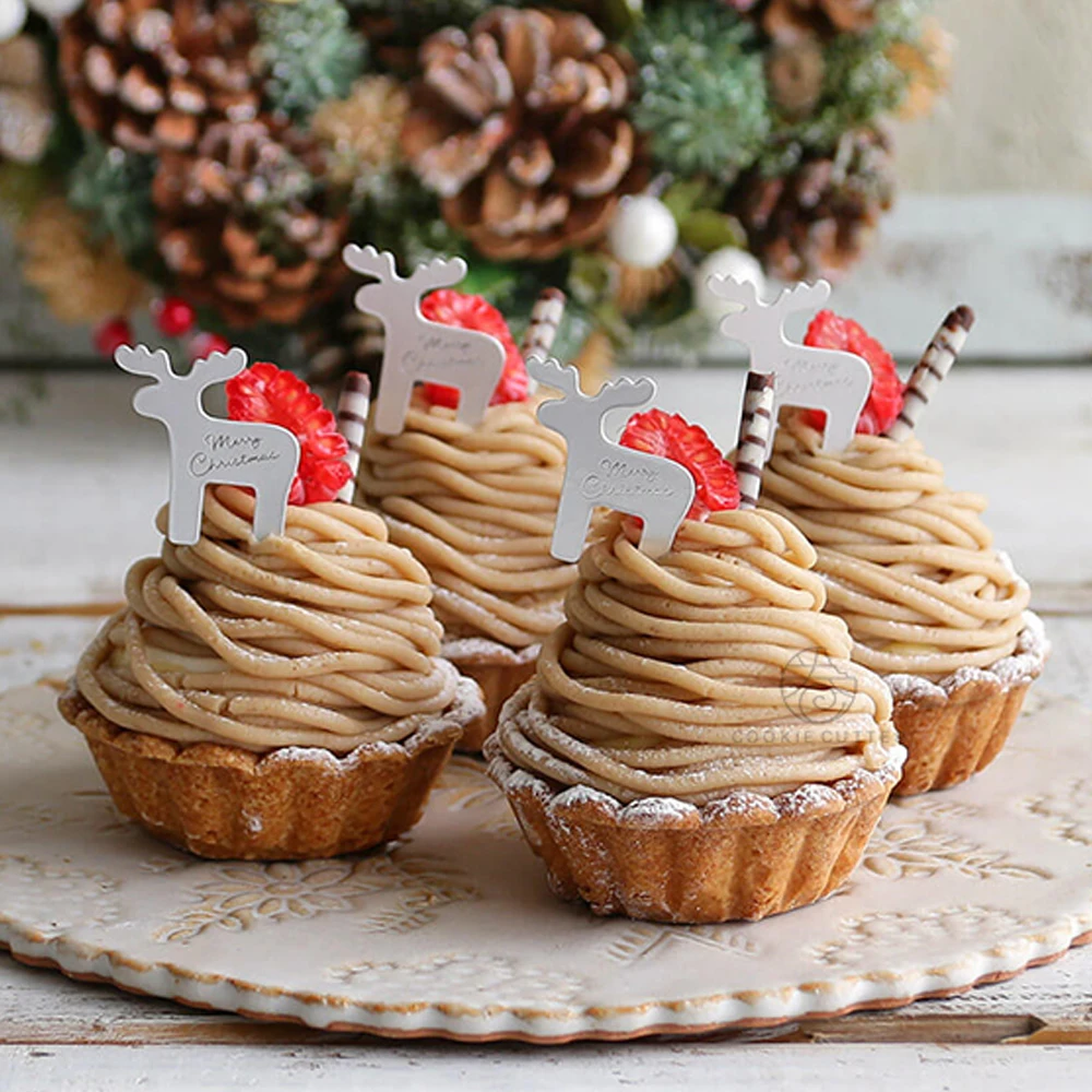 100 шт. Подарочная карточка для торта десерта Рождественский лось медведь