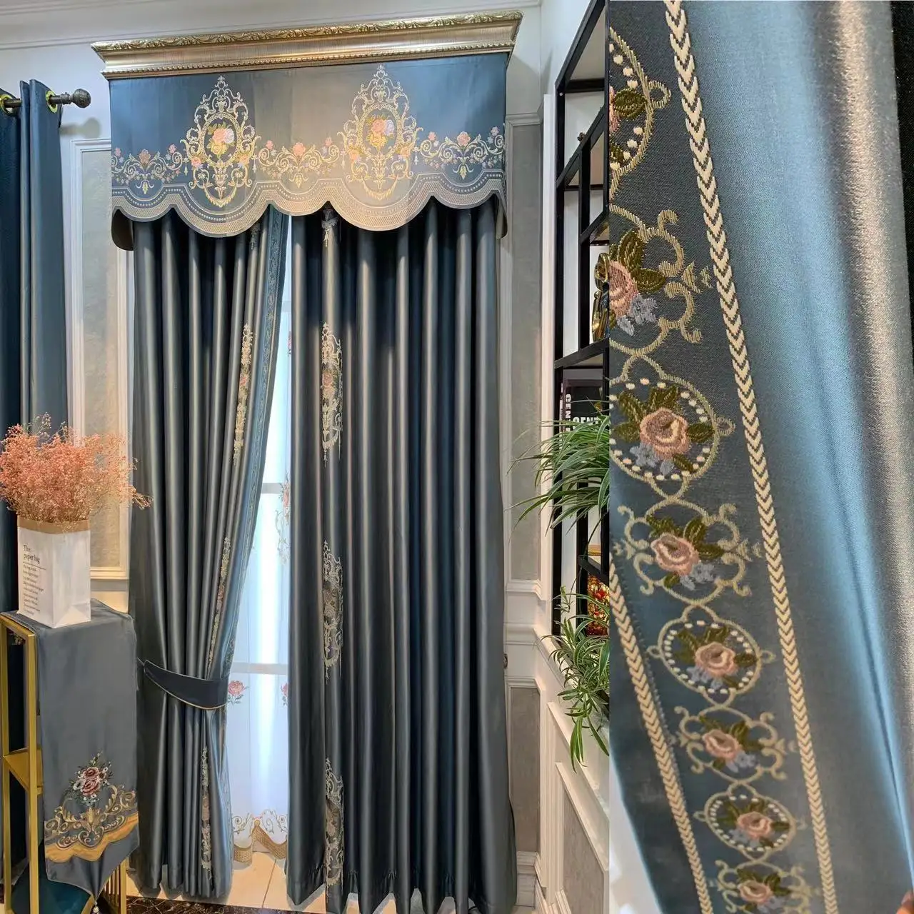 

Simple blackout Curtains for Living Room Bedroom High-end European Jacquard Curtain Seamless Splicing Shading Finished Products