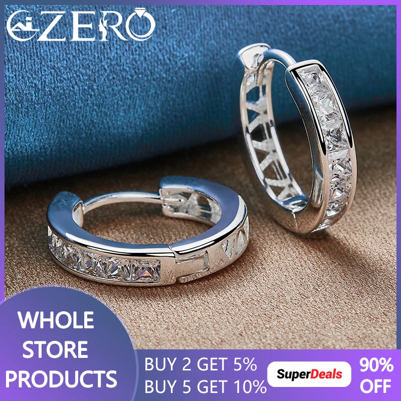 

Charm 925 Sterling Silver Earring For Women Crystal Zircon Circle Hoop Earrings Fashion Jewelry Wedding Party Accessories Gift