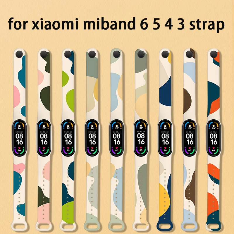 

Strap For Xiaomi Mi Band 4 5 6 Wristband miband6 mi band4 Morandi Printing Silicone Cartoon Rubber Bracelet Mi Band 4 3 5 6 band