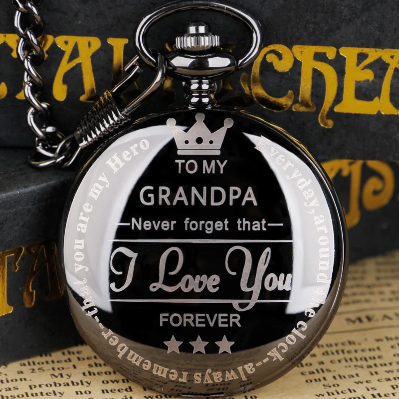 

Classic Letter Engraving Quartz Pocket Watch Roman Numeral Necklace Pendant Clock Man Woman Student Gift Souvenir for Grandpa