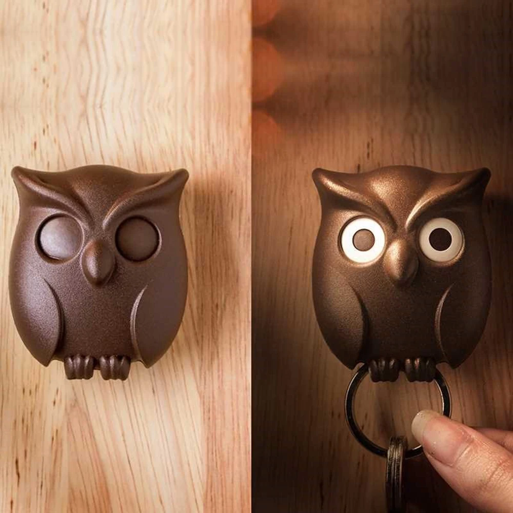 

1PCS Night Owl Black White Brown Magnetic Wall Key Holder Magnets Keep Keychains Key Hanger Hook Hanging Key It Will Open Eyes