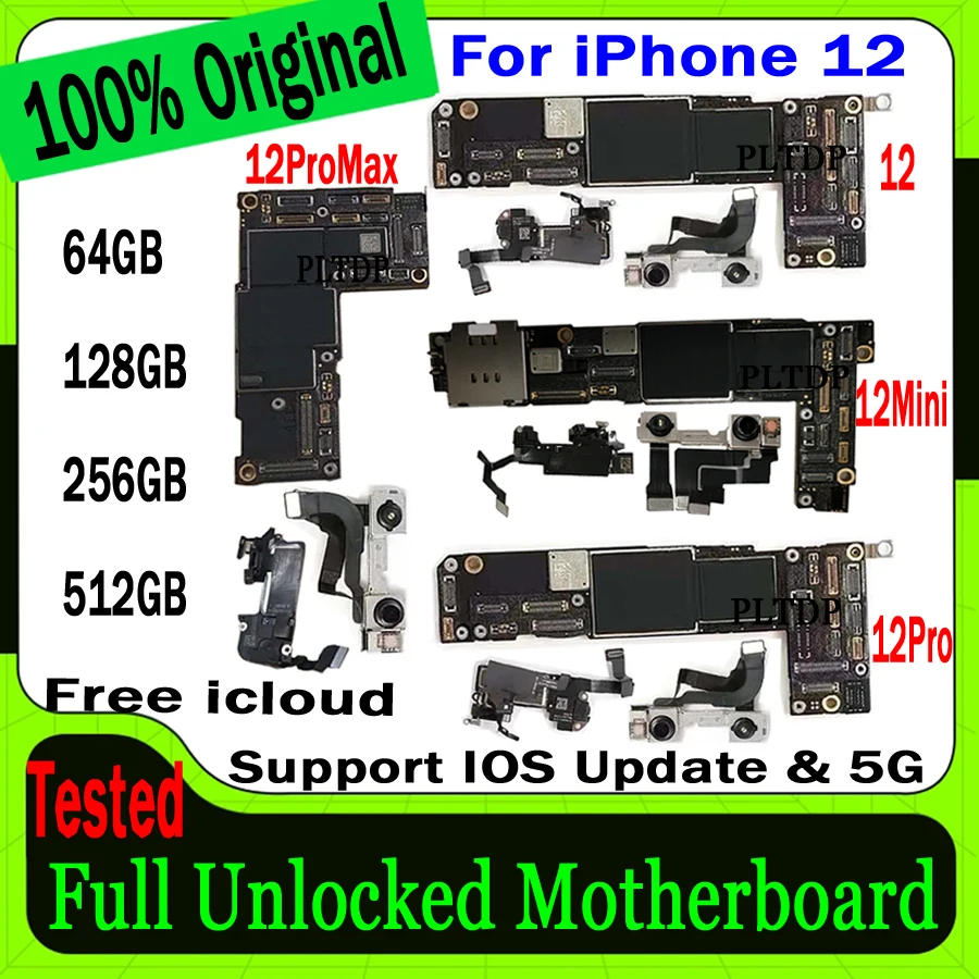 Бесплатная доставка для платы iPhone 12/12 Mini/12 Pro, поддержка обновления iOS, без платы iCloud, плата логики 12 Max, хорошо работает.