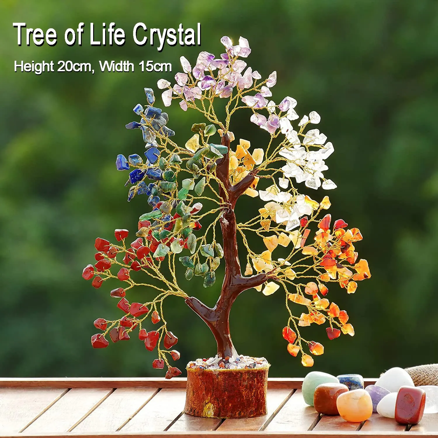 Tree of Life Gift Crystal Tree Energy Stone and Crystal Money Tree Healing Crystal Height 20cm, Width 15cm