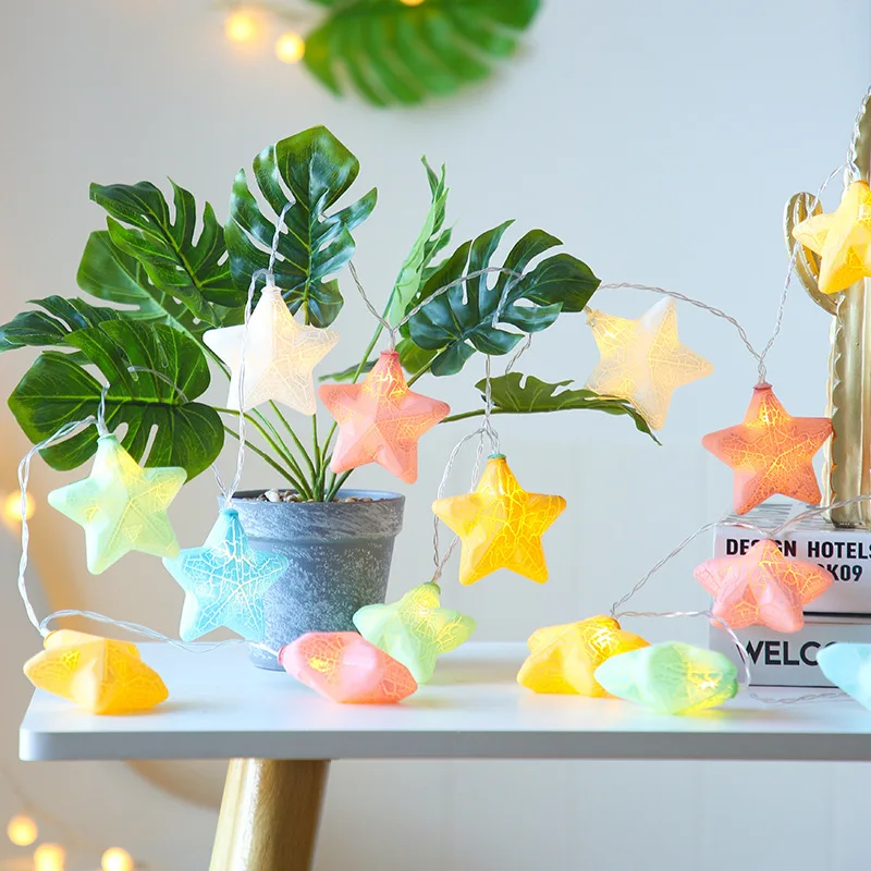 

СВЕТОДИОДНАЯ Гирлянда со звездами на Хэллоуин, уличная Рождественская елка для детей, спальни, свадебная гирлянда, праздничная гирлянда для вечеринки, декоративная лампа для сада