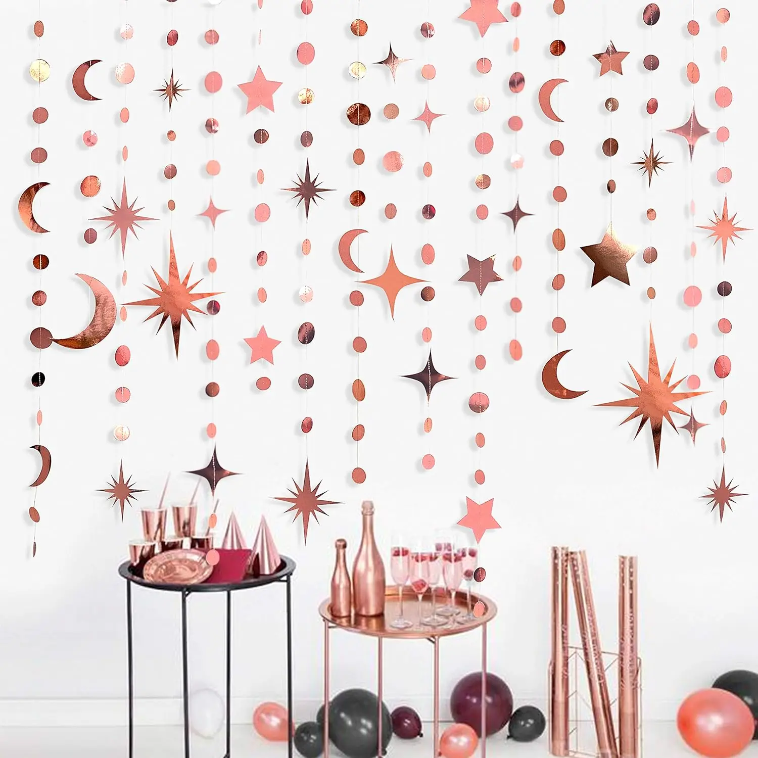 12 шт. розовое золото звезда луна круг гирлянда Рамадан Ид Мубарак вечерние