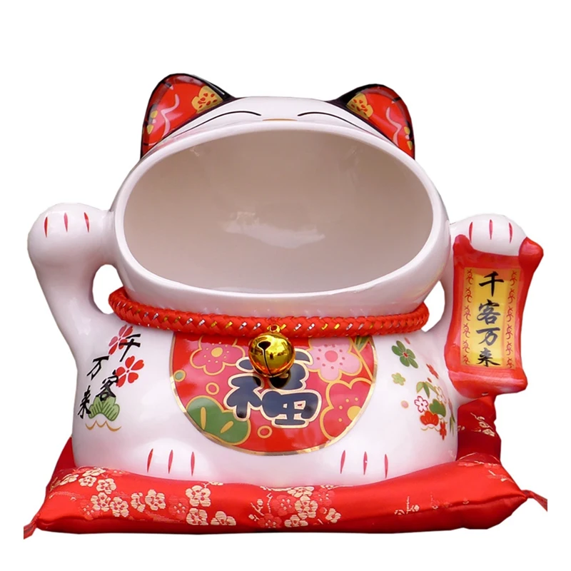

Fortune Cat Storage Snack Jar Piggy Bank For Attract Wealth And Good Luck Happy Cat With Waving Arm Ceramic Lucky Cat
