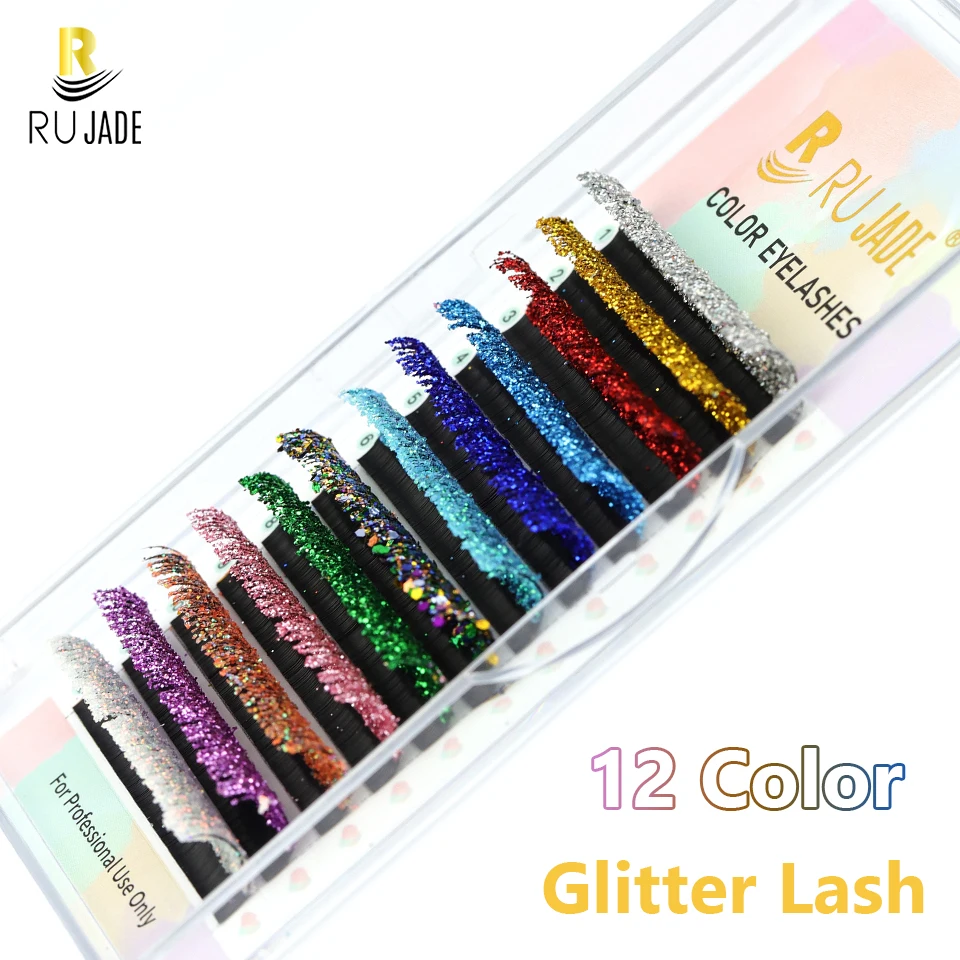 

Mix Colors Fashion Glitter Shiny Colorful Classic False Eyelash Extensions Individual False Colored Mink Lashes Makeup for Party