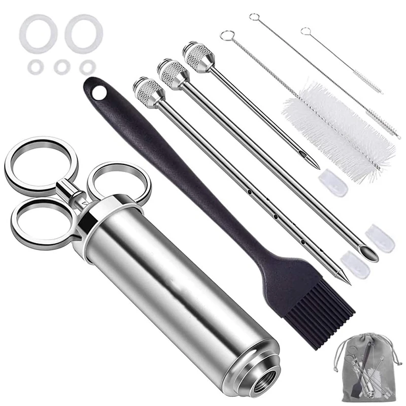 

Шприц из нержавеющей стали для барбекю, гриля и индейки, 2 унции