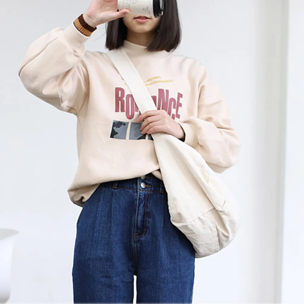 

Холщовые однотонные сумки-мессенджеры для девушек, универсальные вместительные сумки Хобо, женская дизайнерская сумка на плечо для женщин