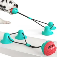 dog teeth cleaning chewing tooth grinder training pull rope ball interactive sucker push tpr ball pet bite toy elastic rope