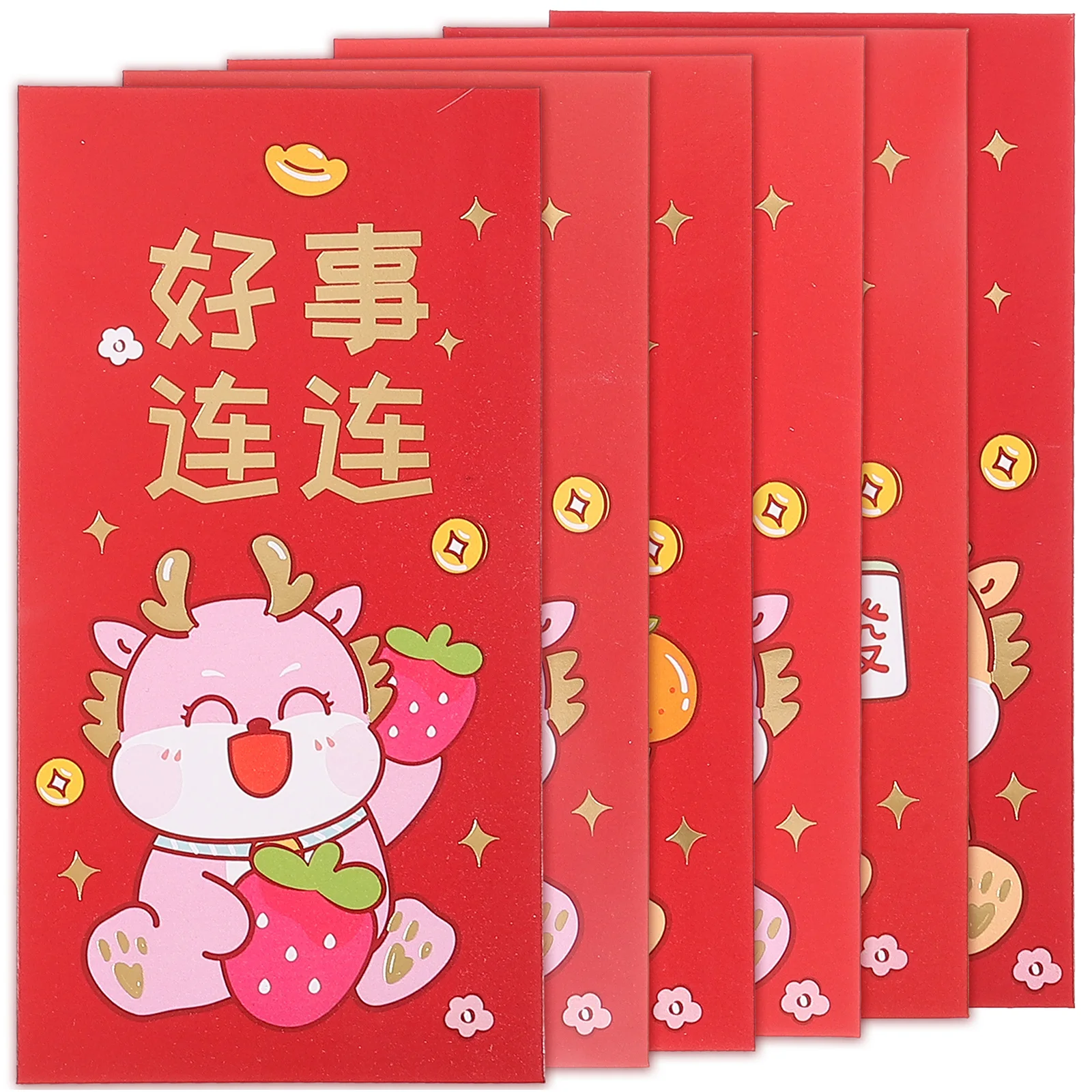 

6 Pcs New Year Gift Dragon Pattern Money Bag Spring Festival Packet Chinese Red Envelope Paper Packets Luck