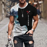 summer new men t shirt asymmetrical pattern mens clothing stitching color oversized t shirt crew neck fashion t shirts for men