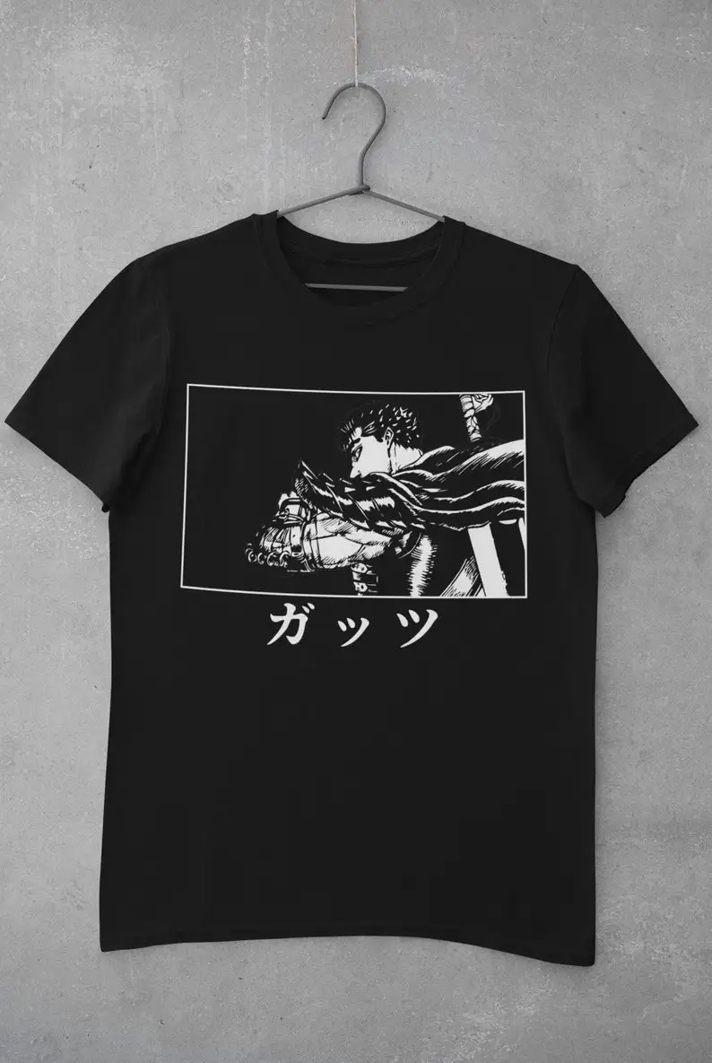 

Guts Sword Shirt Berserk Shirt 1990S Street Clothes Fashion Clothes Women'S Printed T-Shirt Cartoon Print Round Neck T-Shirt