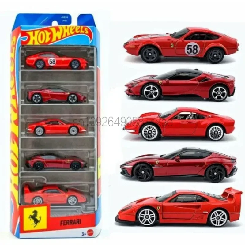 Фото Коллекционный набор из 5 моделей Hot Wheels JKG16: Ferrari 250 GTO, LaFerrari, Ferrari F40 Competizione, 499p Modificata (литые модели автомобилей) №4
