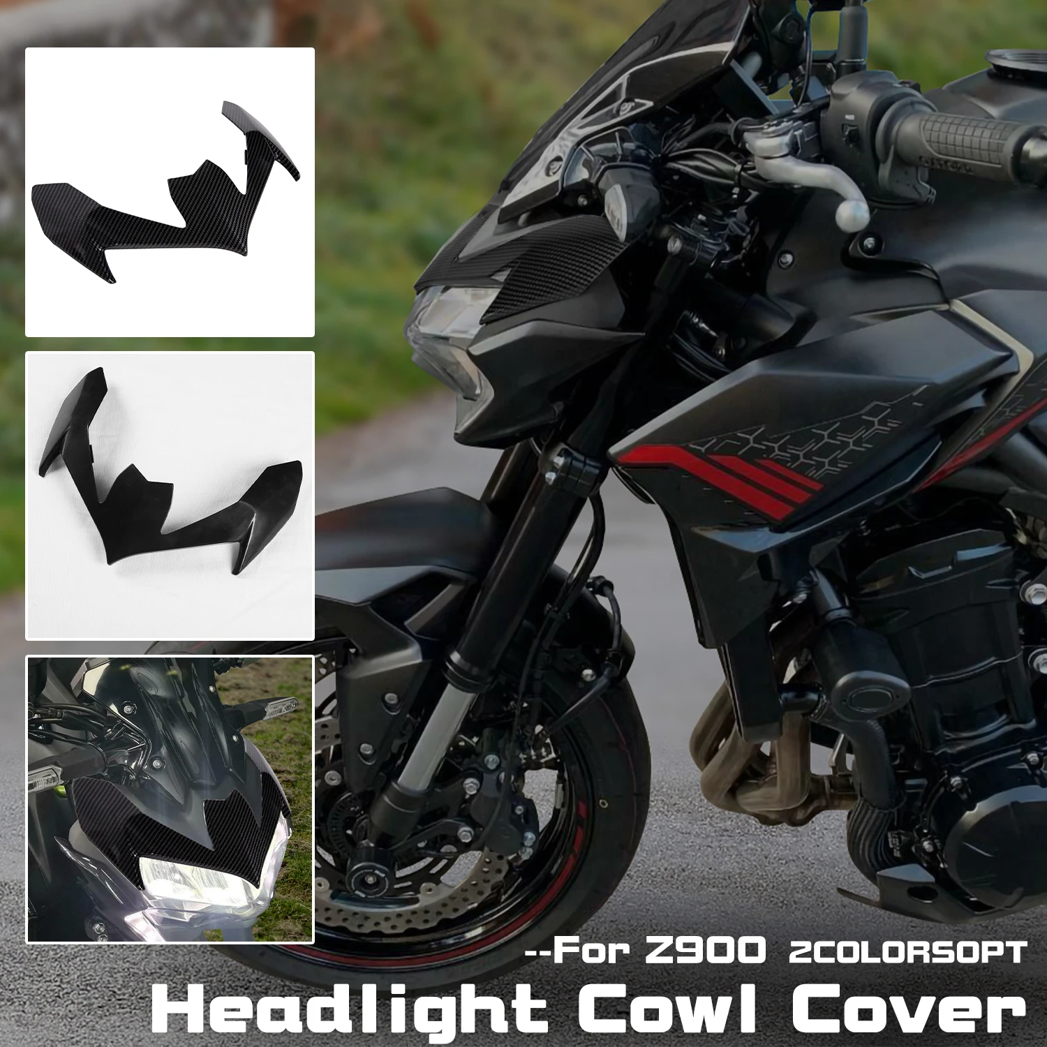 

For Kawasaki Z900 2020 2021 Z 900 Motorcycle Front Headlight Upper Fairing Cover Trim Headlamp Beak Nose Extension Cowl