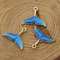 5pcs enamel blue gold color mermaid tail charms pendant for jewelry making earrings bracelet necklace accessories diy findings