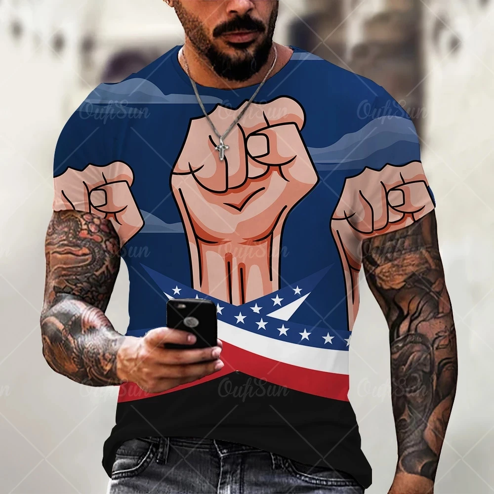 

Футболка мужская летняя с 3D-принтом, круглым вырезом и коротким рукавом