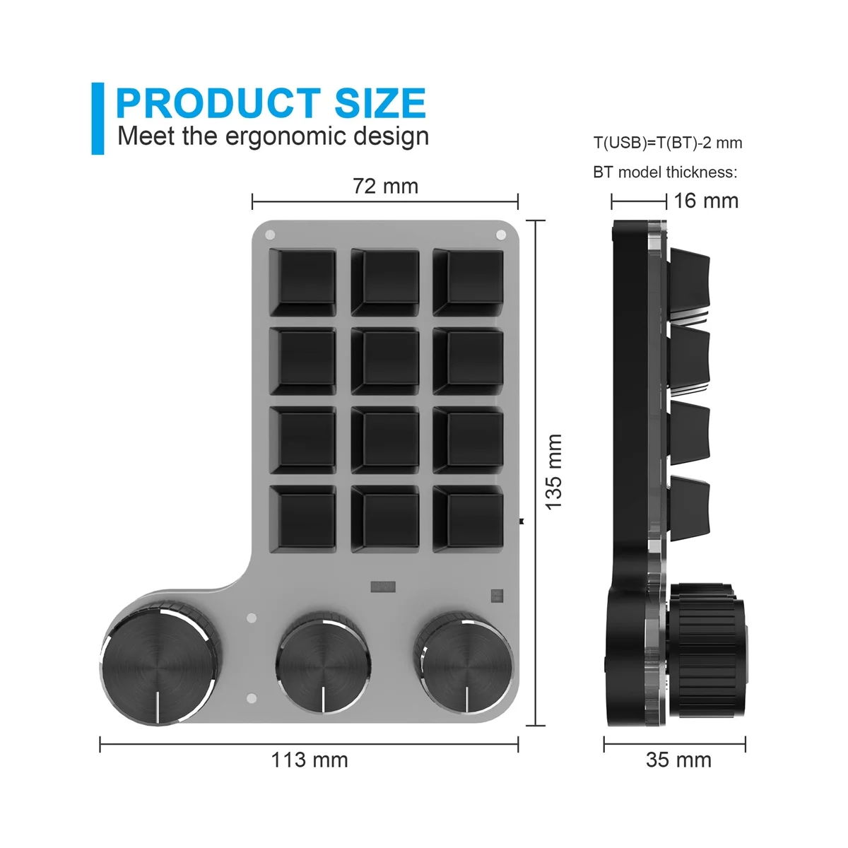 

Programming Macro Custom Knob Keyboard 12 Key Copy Paste Mini Button Photoshop Gaming Keypad Mechanical Hotswap Macropad